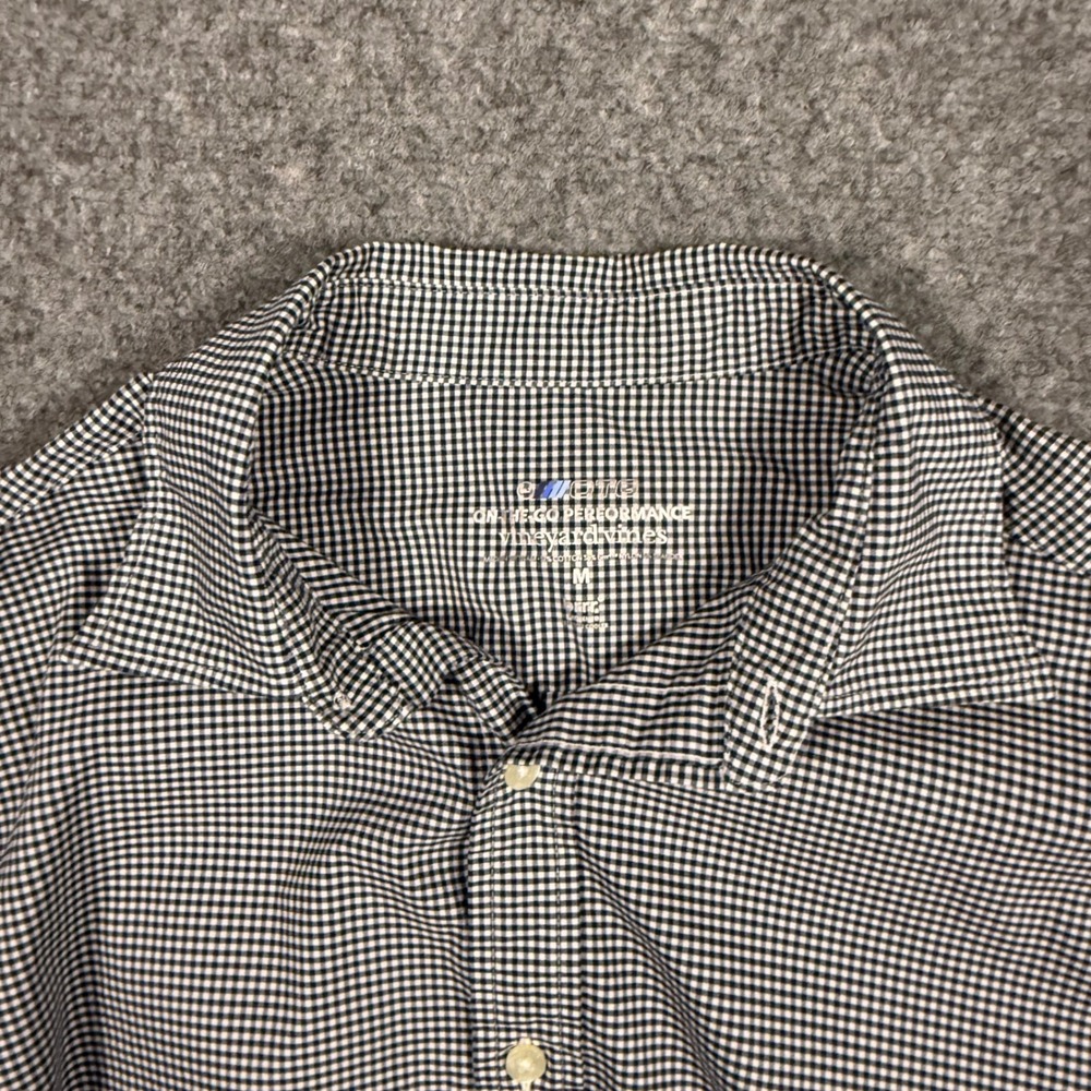 Vineyard Vines OTG Performance Shirt Men's Medium Blue Gingham Cotton Blend - Picture 7 of 8